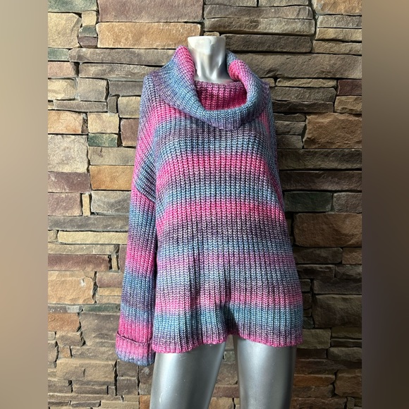 WOMEN'S TRIBAL JEANS | STRIPED COWL NECK SWEATER | BLUE FROSTING Sz XL - Picture 6 of 10